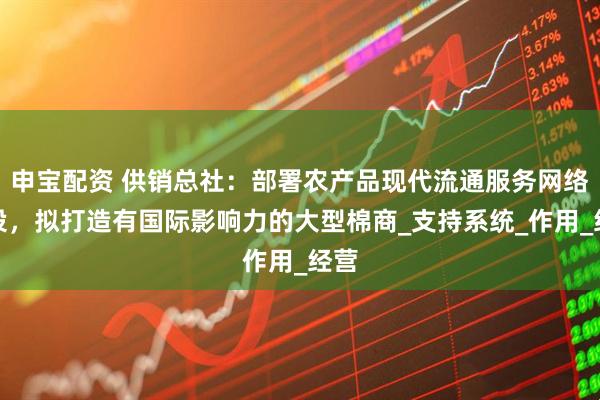申宝配资 供销总社：部署农产品现代流通服务网络建设，拟打造有国际影响力的大型棉商_支持系统_作用_经营