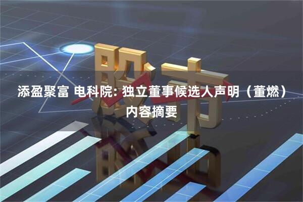 添盈聚富 电科院: 独立董事候选人声明（董燃）内容摘要